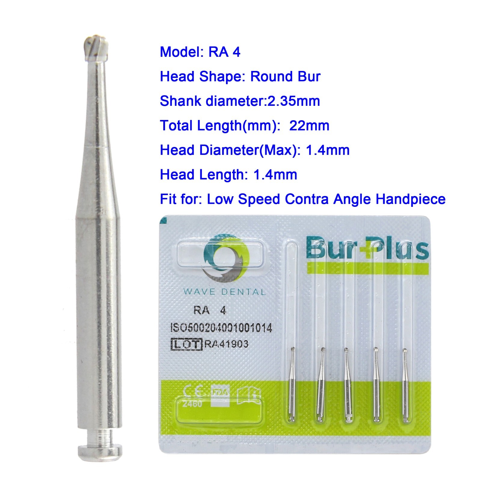 Wave Dental Carbide Burs Round Latch Bur RA 2 4 Long Surgical Bur LAOS RA SURG 4