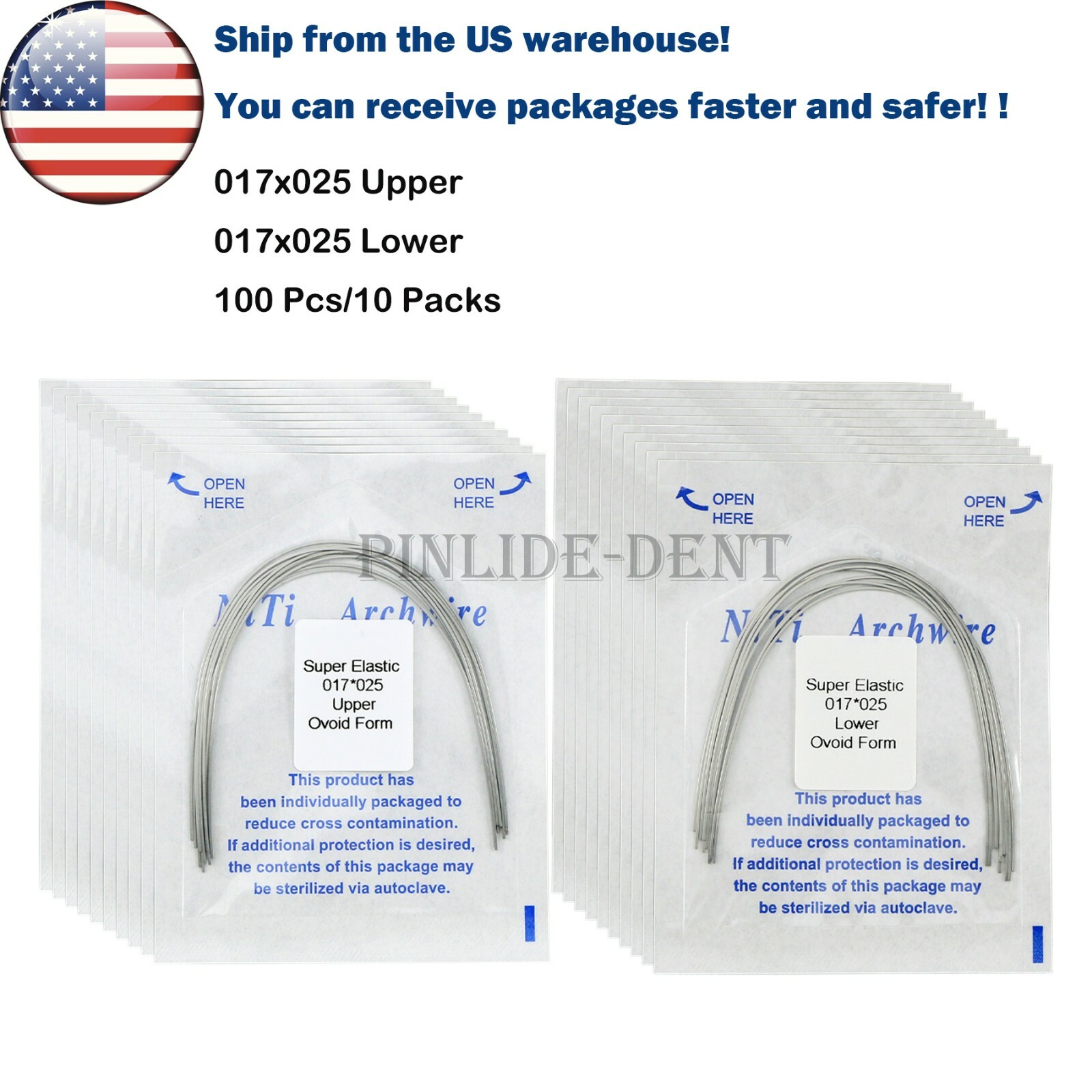 US Dental Orthodontic Super Elastic Niti Rectangular Arch Wires Ovoid All Size