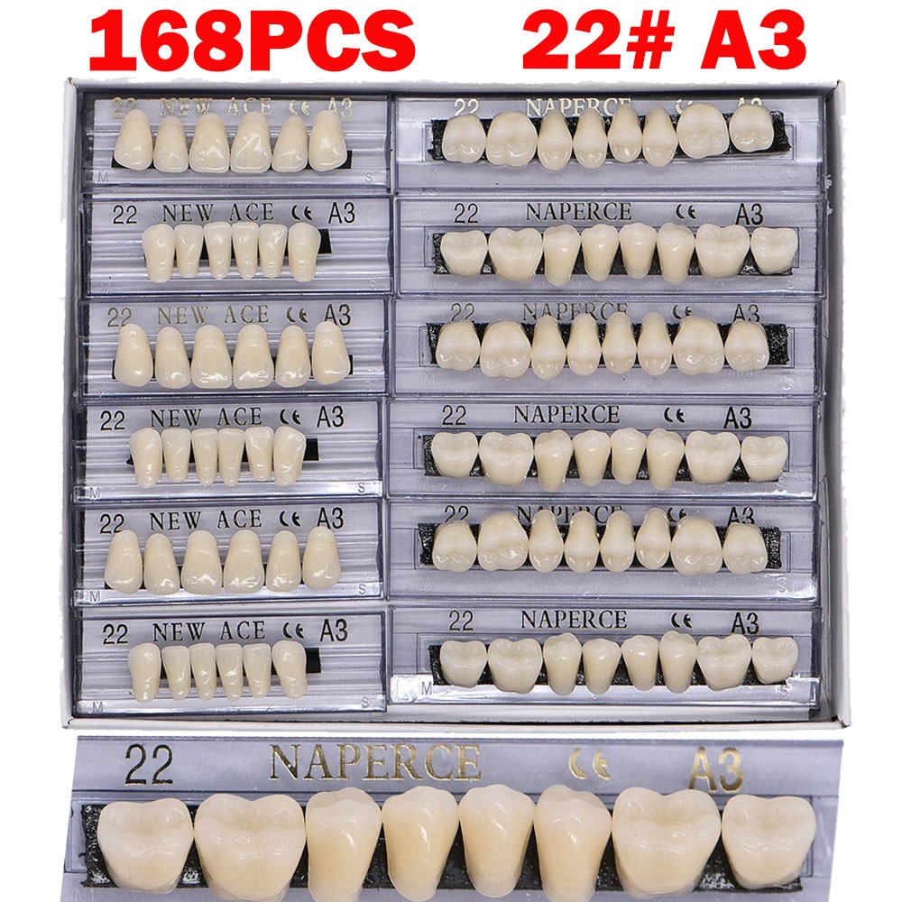 168Pc Dental Acrylic Resin Denture 22#A3 Full Set Teeth Upper Lower Shade Tooth
