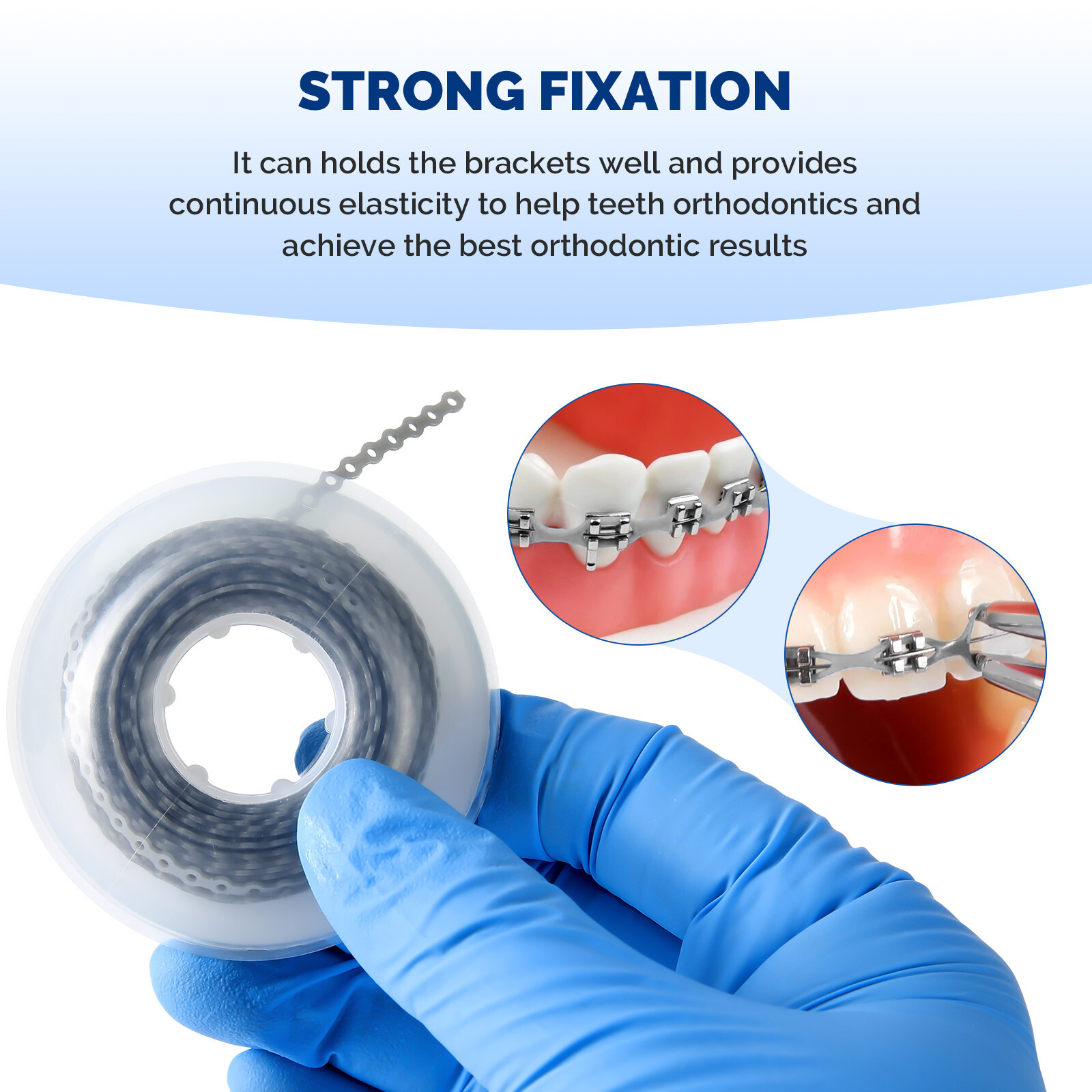 JMU Dental Orthodontic Elastic Power Chain for Brace, Long/Short/Continuous 15ft