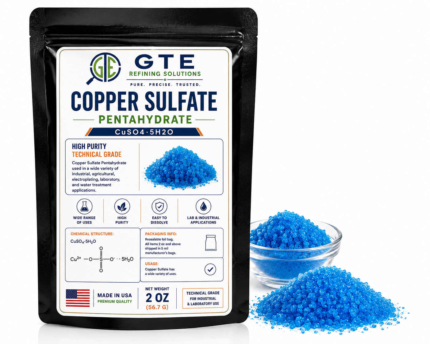 COPPER SULFATE POWDER – 99% PURE – FREE SHIPPING