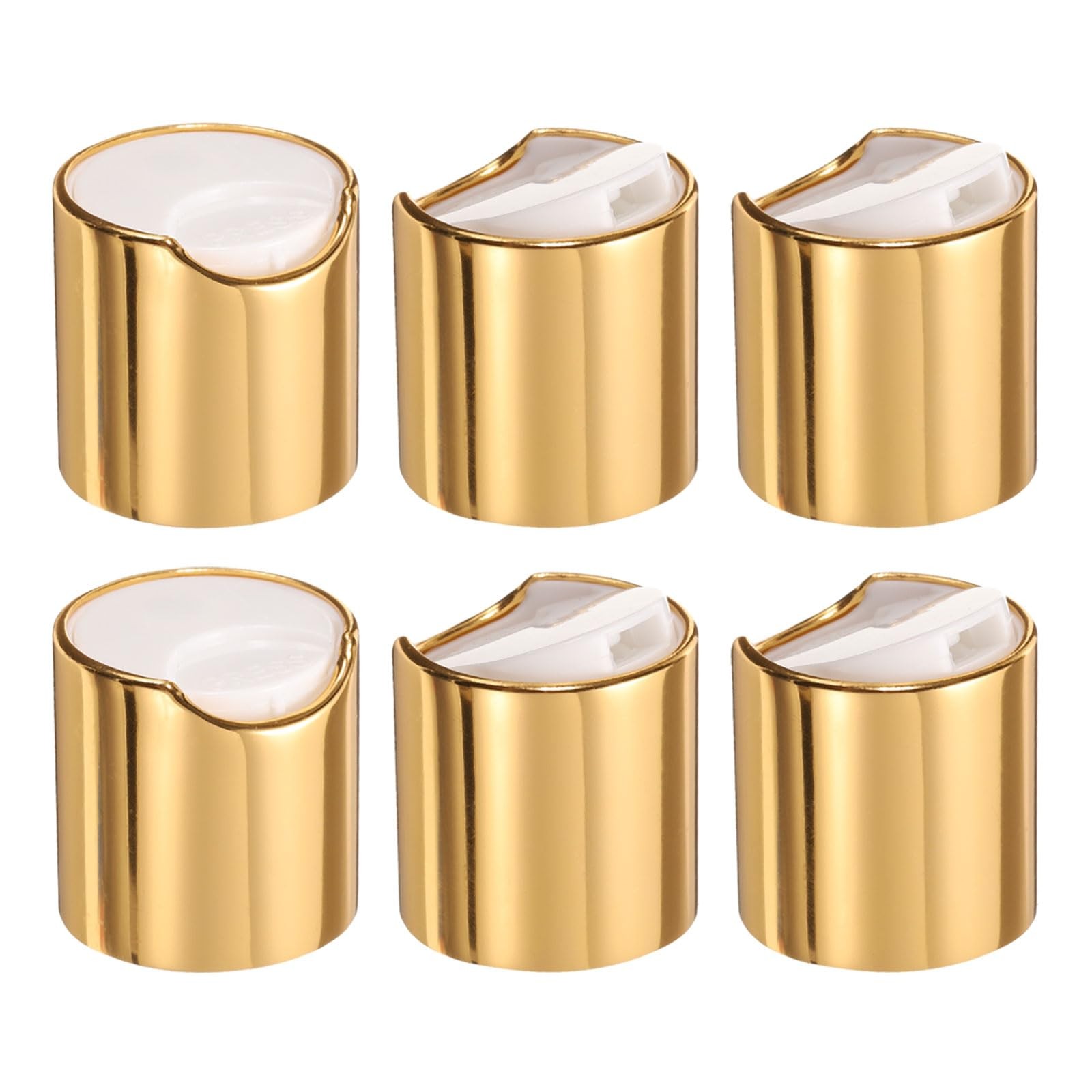 uxcell 6pcs Aluminized Plastic Disc Top Caps, 24/410 24/410, Gold White