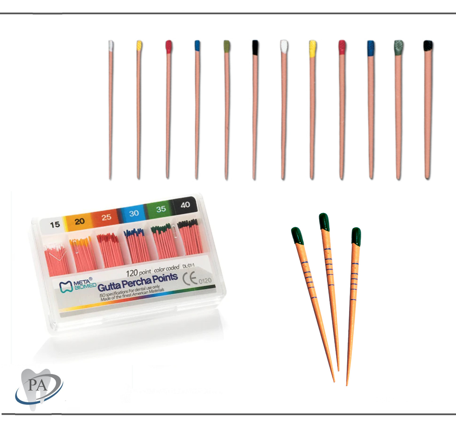 Dental Endo Gutta Percha Points 120/pk Meta Standart Coarse Medium Fine X-Fine