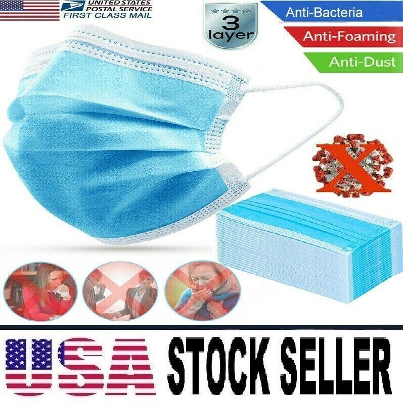 50 Pcs Blue Disposable Medical,Surgical,Dental 3-Layers Face Mask Mouth Cover