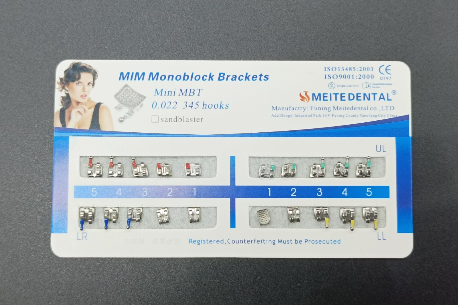 50Set Dental Orthodontic MIM Monoblock Brackets Mini Roth/MBT 022 Slot 345 hooks