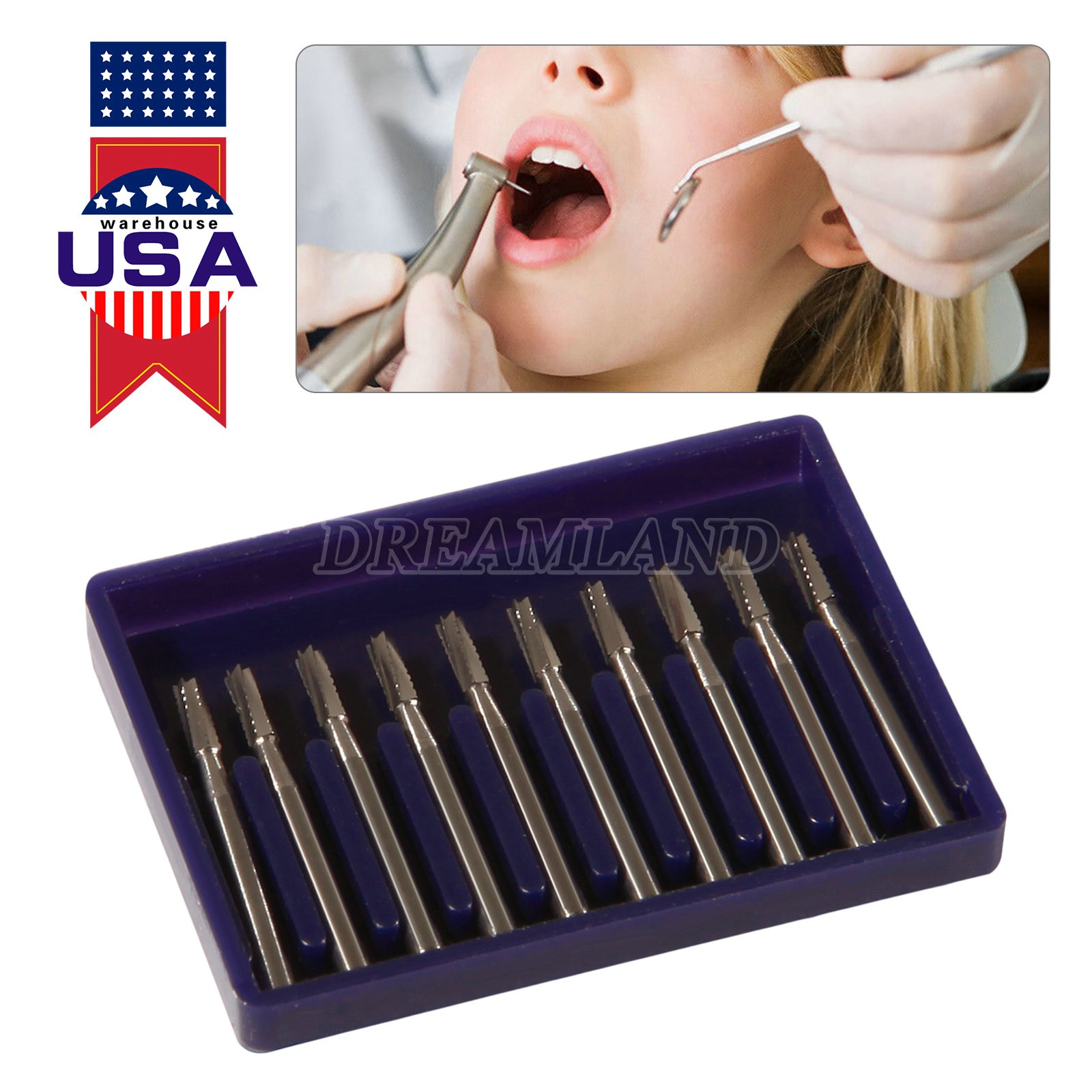 Dental Midwest FG #558 Straight Fissure Crosscut Carbide Burs 100Pk