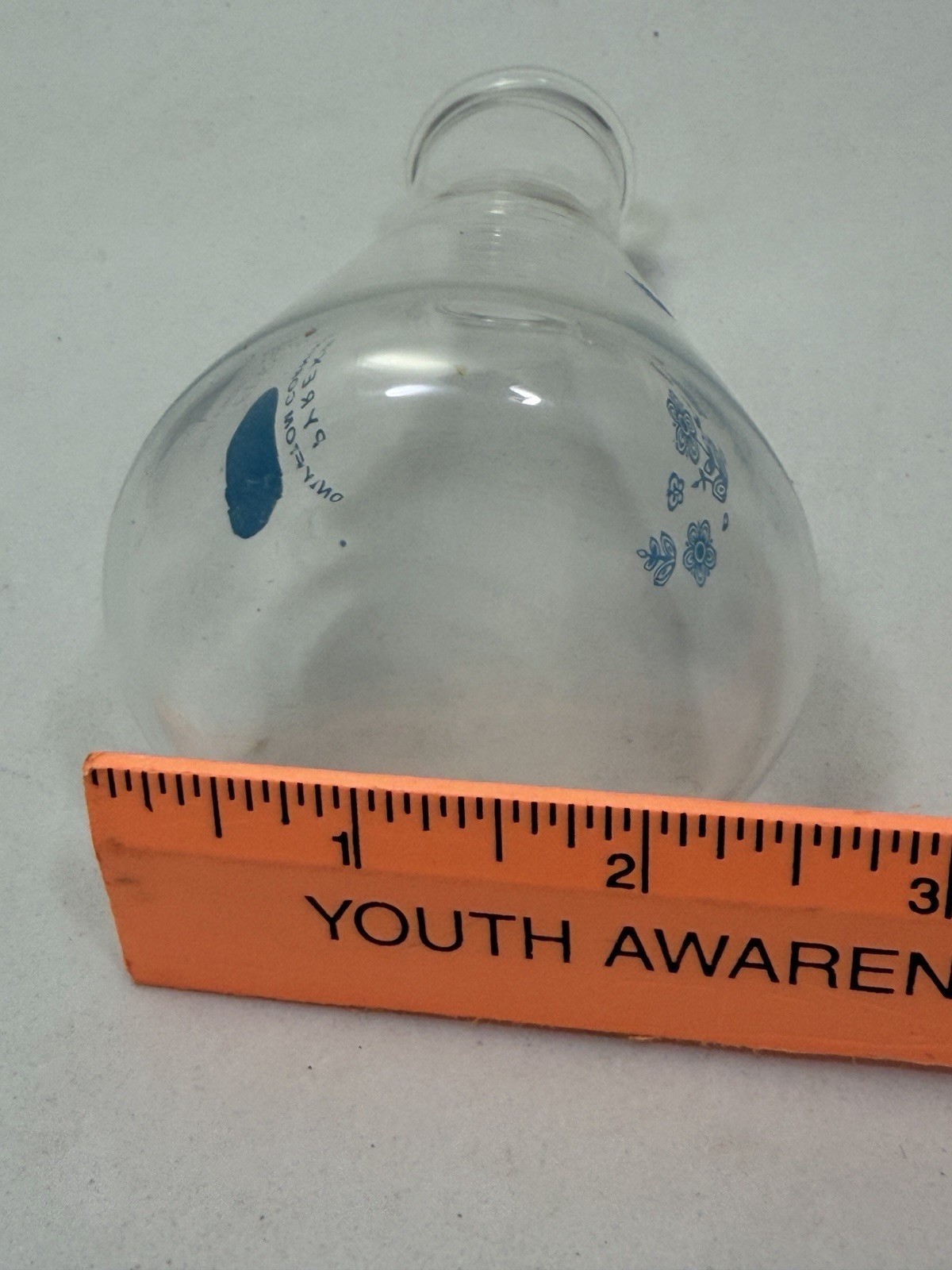 Vintage Pyrex Butterfly Gold Blue Corning Centennial Glass Lab Flask 1977