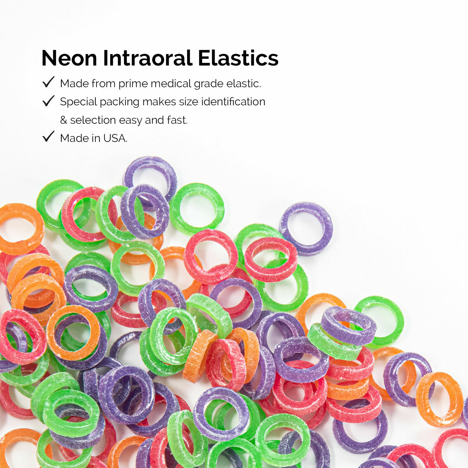 500pcs Latex Neon Orthodontic Elastics Light/Medium/Heavy Intraoral Elastic Band