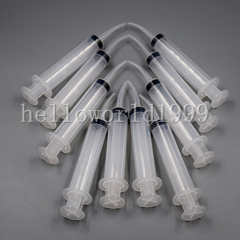 50 Pcs Disposable Dental Irrigation Syringe Curved Tip Utility Hobby Tools 12ML