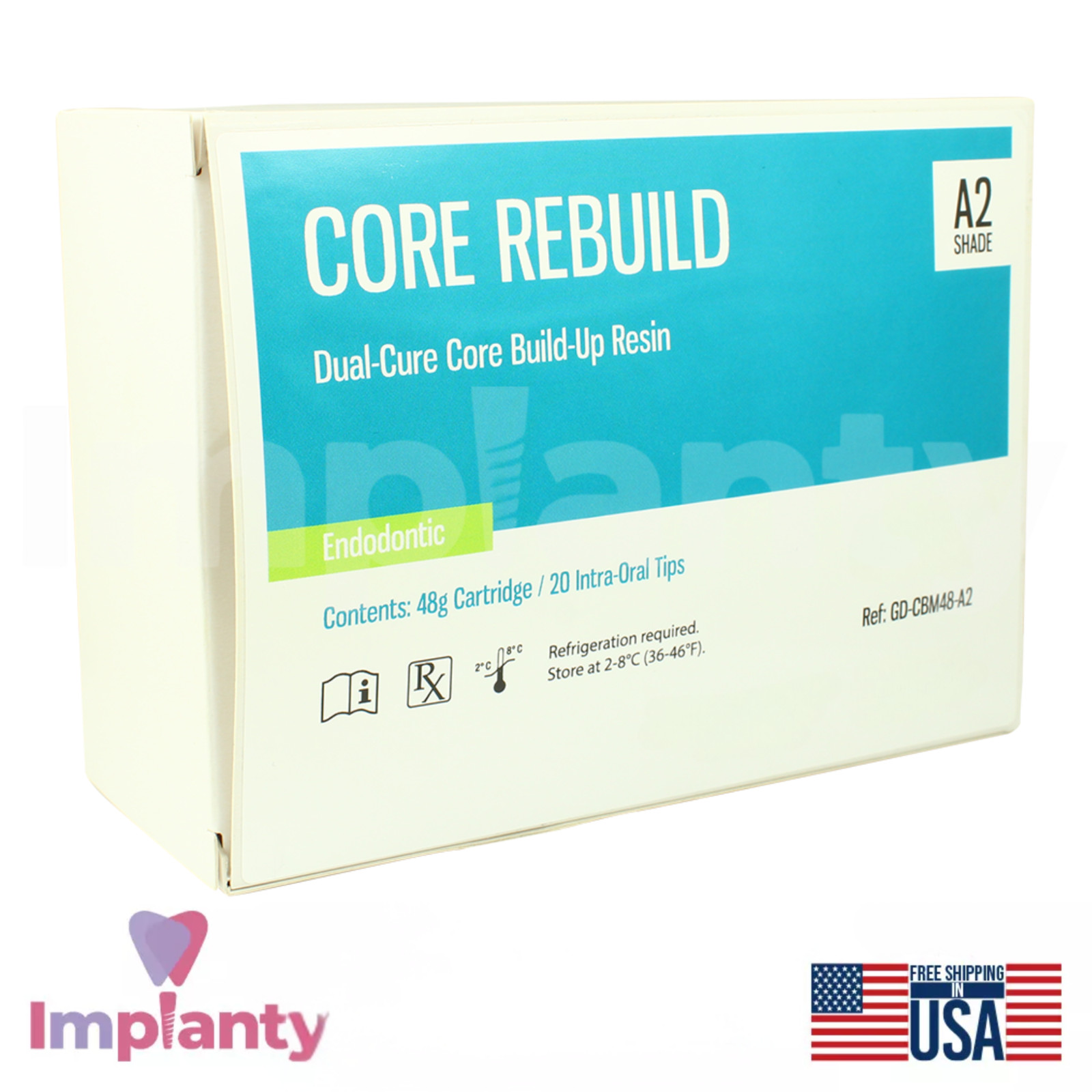 Core Rebuild Res!n A2 Cartridge 48g Strong Dual Cure Dental Restoration