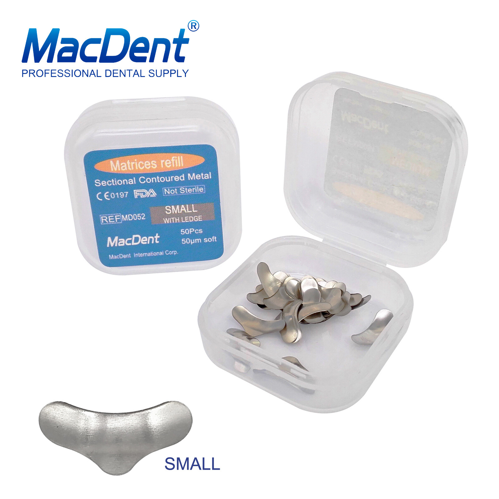 50Pcs/box MacDent Dental Sectional Contoured Matrices Matrix Bands Refill S/M/L