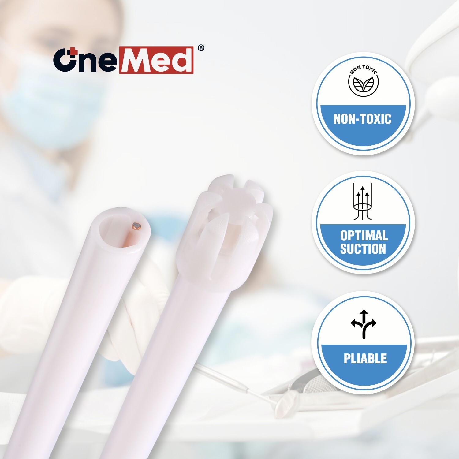 1000 (10 Bags)OneMed Disposable Dental Saliva Ejectors Evacuation Suction Tips