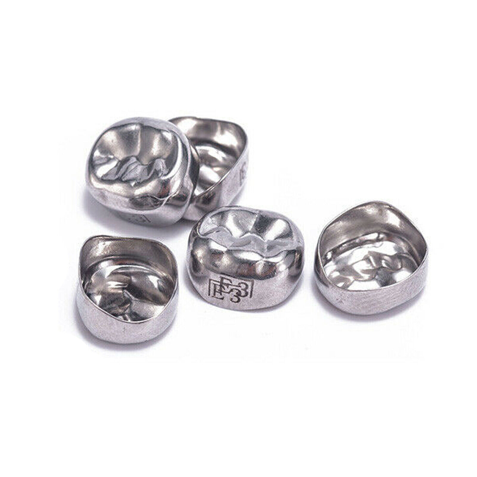 DENTAL STAINLESS STEEL Adult Permanent Molar CROWN All Size 5/Pk Compare to 3M