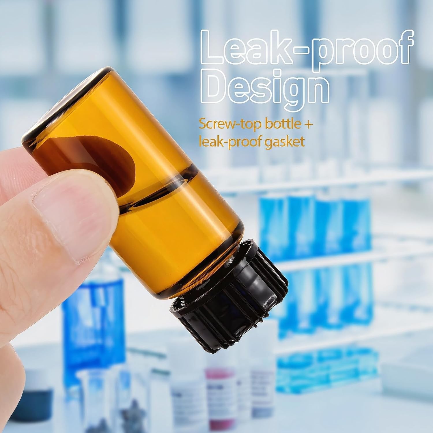 10 Pack 10ml Amber Small Liquid Sample Glass Vials with Screw Caps, Leak-Proof V