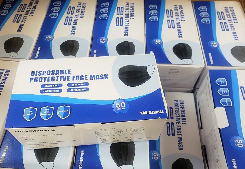 50 Pcs Black 3-Ply Face Mask Disposable Non Medical Surgical Earloop Mouth Cover