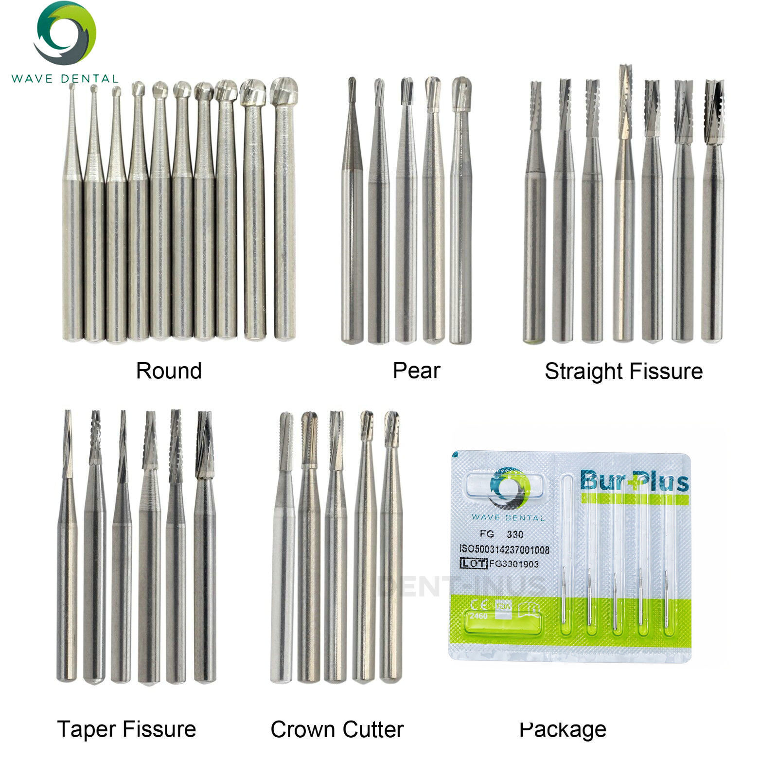 Wave Dental Burs Carbide Friction Grips Round FG TF for High Speed Handpiece