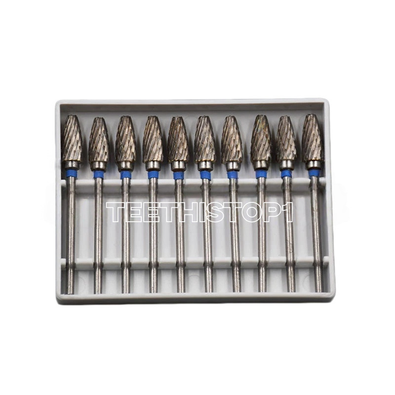 10x Dental Burs Acrylic Polisher Drills Burrs Tungsten Carbide Steel 2.35*6mm F6