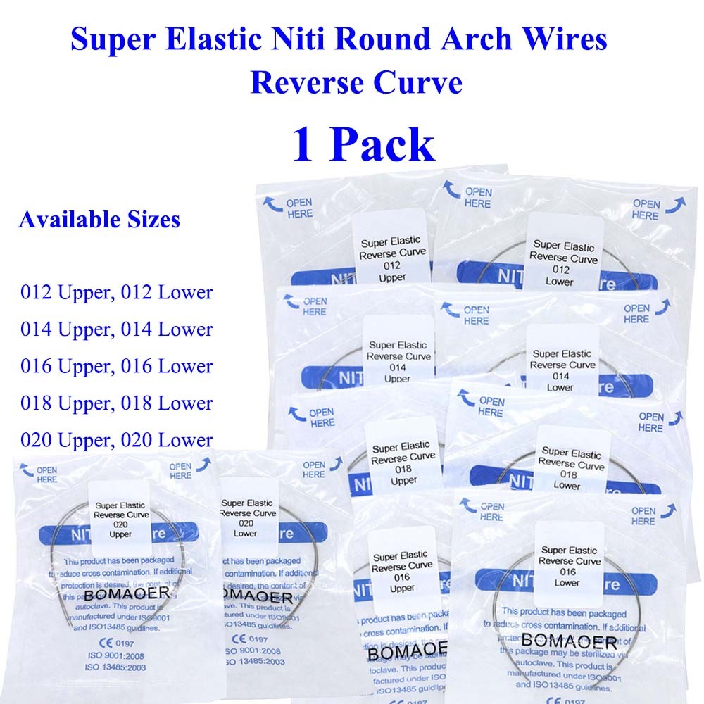 Dental Orthodontic Super Elastic NiTi Round Reverse Curve Arch Wire 5-200 Packs