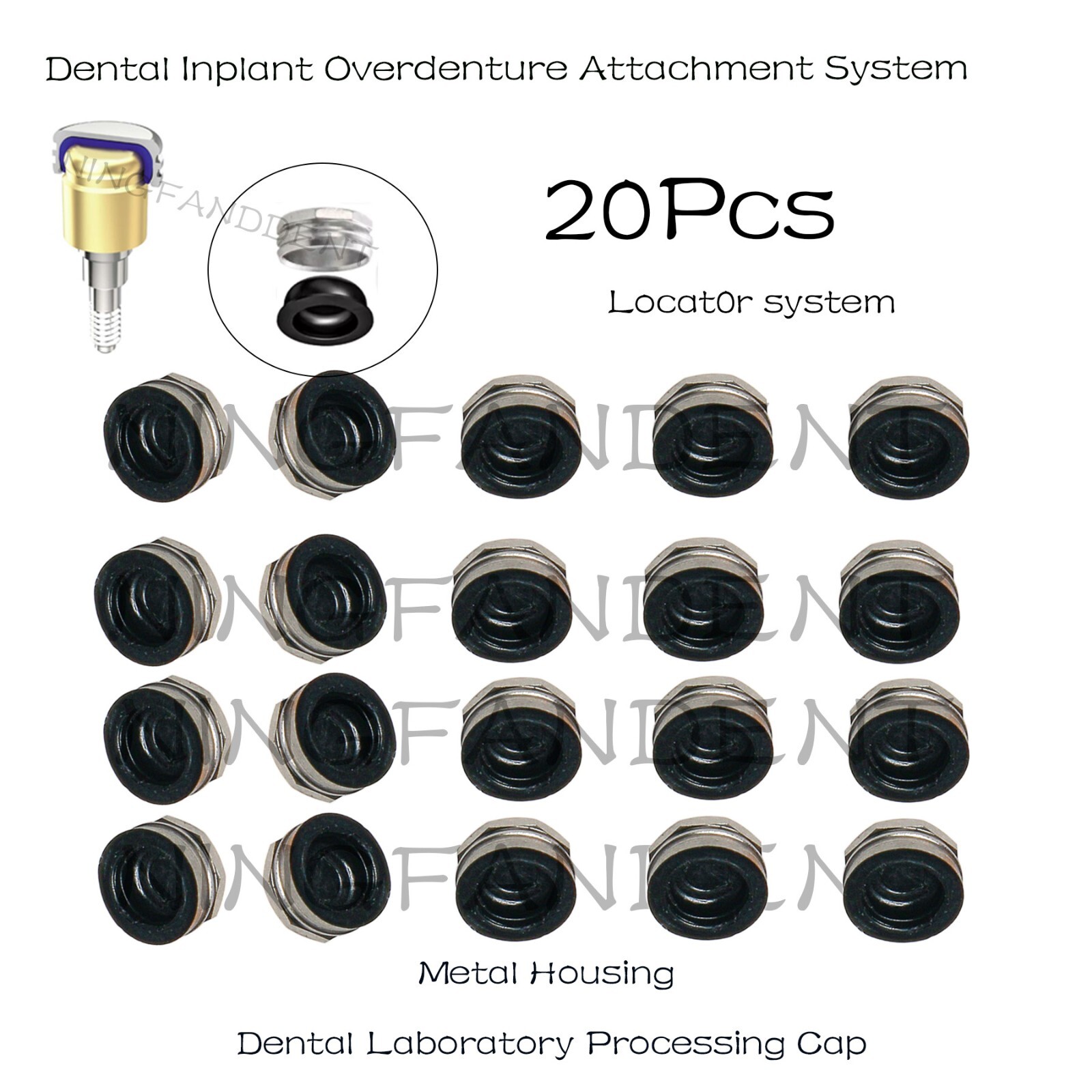 20Pcs Dental Locater Replacement Metal Housing & Lab Cap Assembly