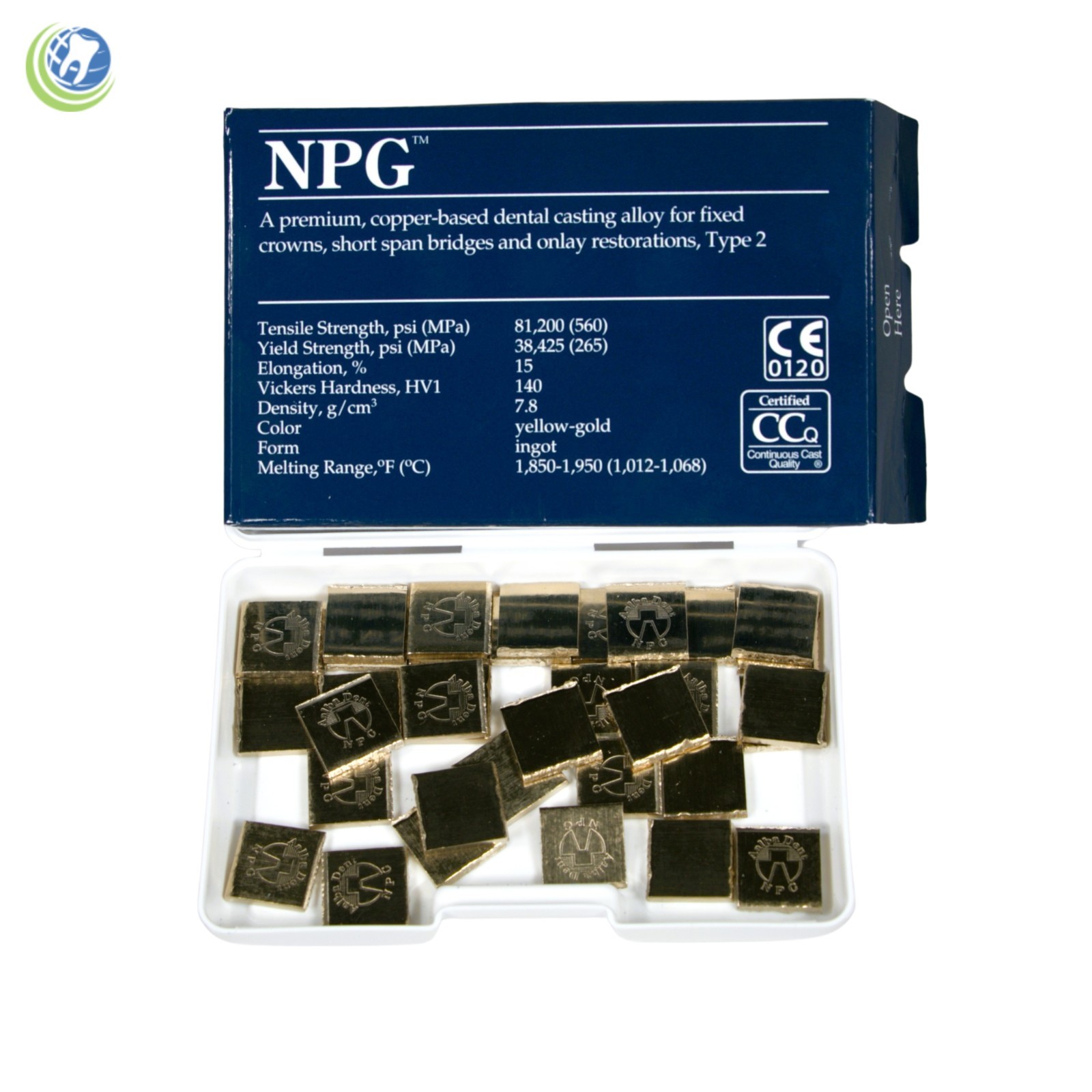 Dental Laboratory NPG Non-Precious Casting Alloy Type 2 – Crowns Bridges Onlays