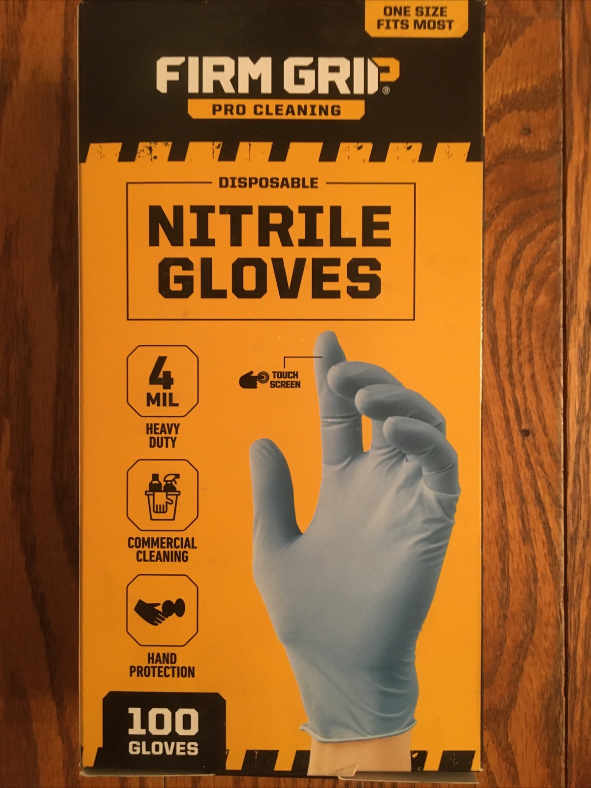 Firm Grip Disposable Nitrile Gloves – Touch Screen Sensitive – One Size – 100 Ct