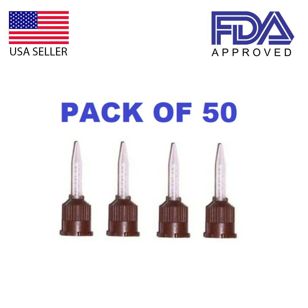 Dental Brown Short Mixing Tips for Mark3 Temporary & Permanent Cement 50/Bag