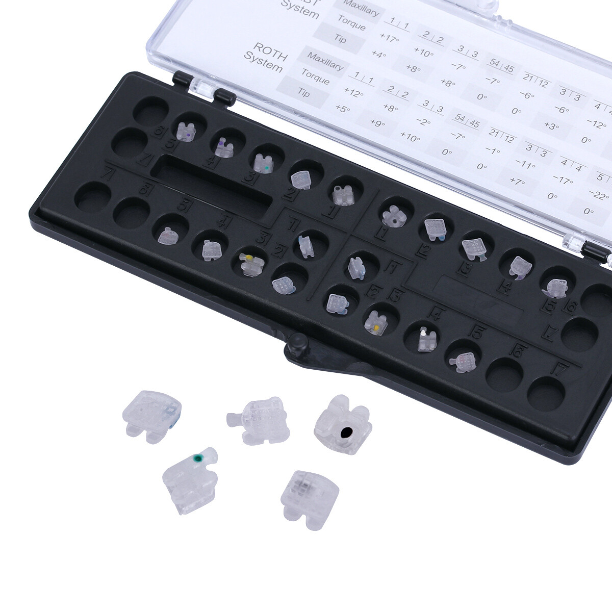 AZDENT Brackets cerámicos ortodoncia dental 5*5 Roth MBT 022/018 Ganchos 345