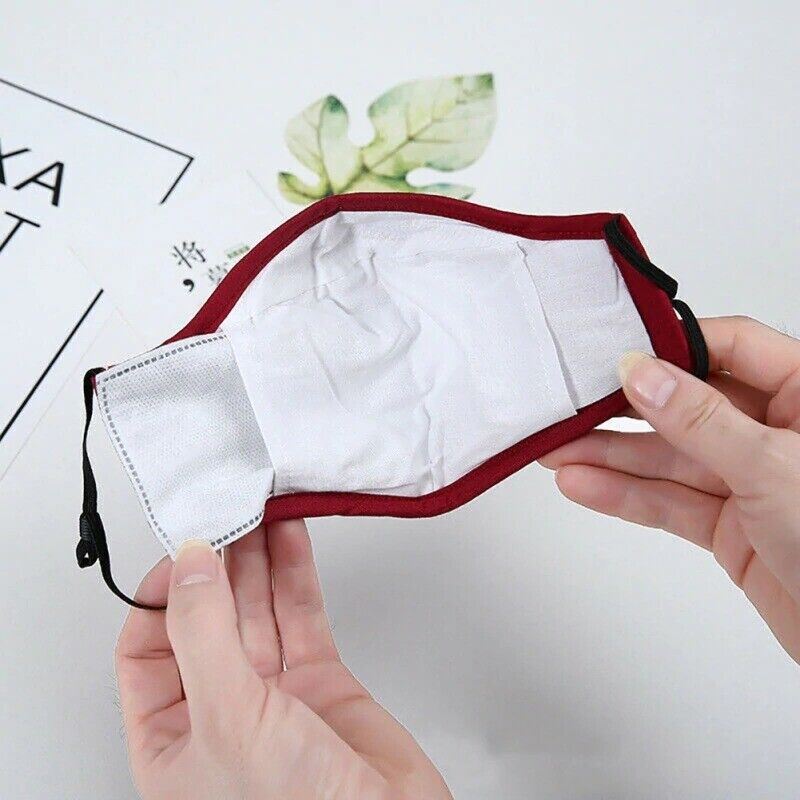 Reusable Mouth Cover Washable Cloth Cotton Face Mask 2 PM 2.5 Carbon Filters