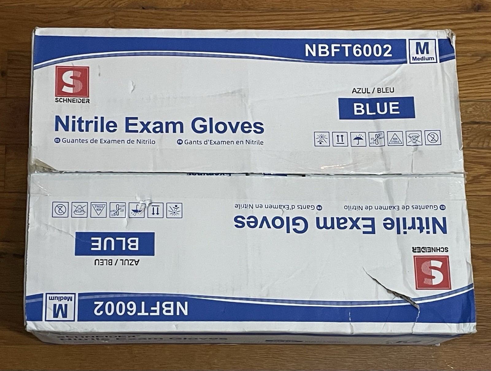 Schneider Nitrile Exam Gloves, Blue, 4 Mil, Powder-Free, Latex-Free Size Medium