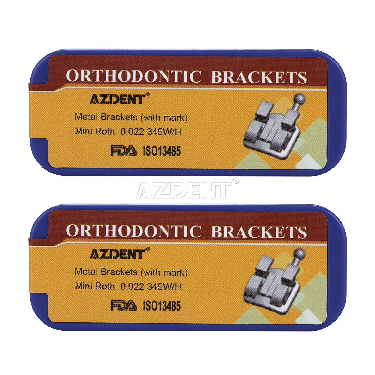 AZDENT Dental Orthodontic Bracket Braces Mini Roth/MBT .022 Hooks 345 Laser Mark