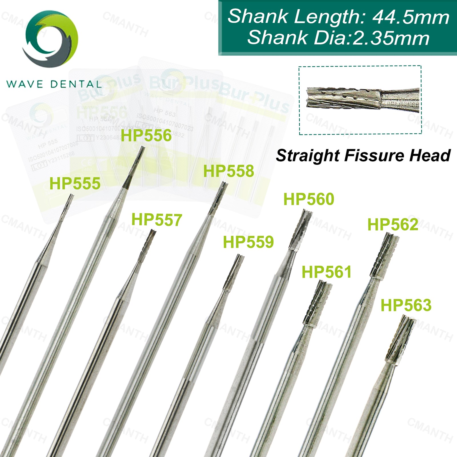 US WAVE Dentistry Drill Tungsten Carbide Burs Straight Fissure Bur For Low Speed