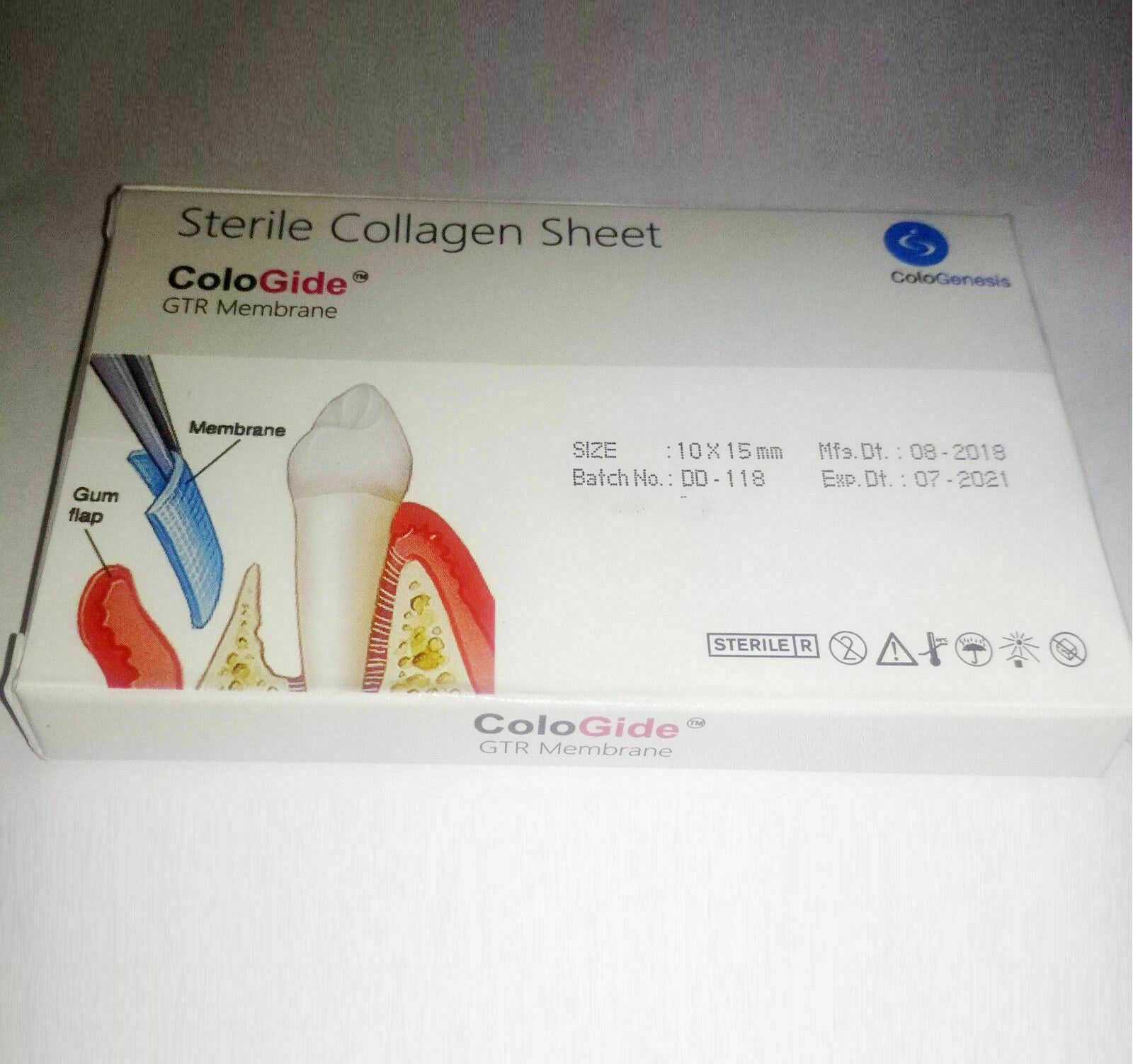 10 X NEW COLO GIDE STERILE COLLAGEN SHEET GTR MEMBRANE 10 x 15mm