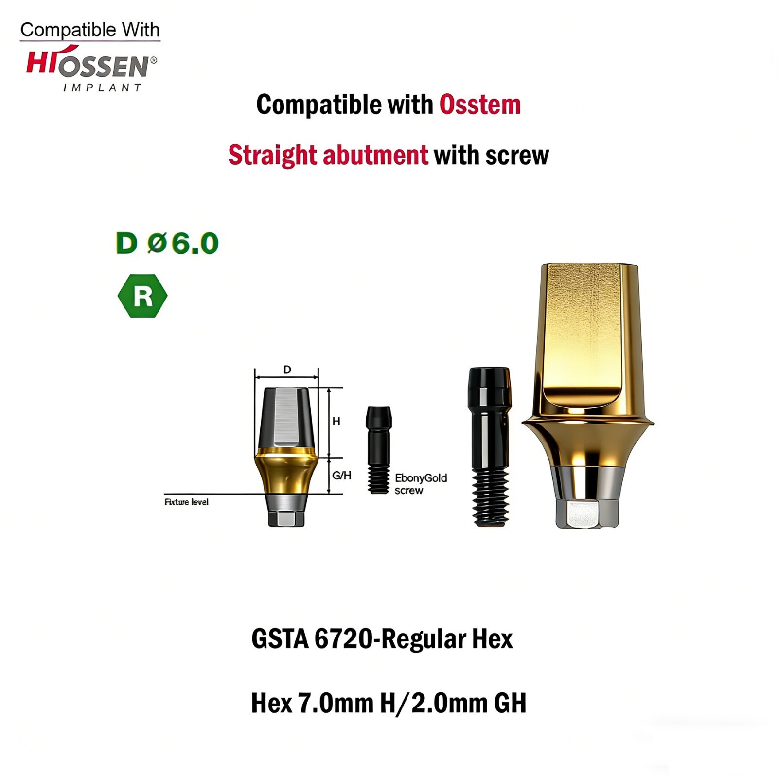 US 5pcs Dental Osstem Hiossen TS Ti Straight Transfer Abutment Hex MINI/Regular