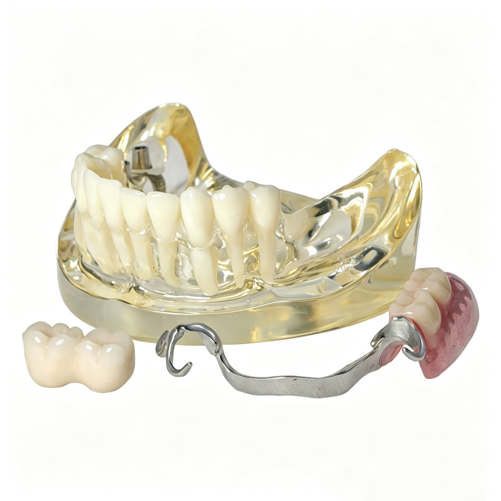 Typodont Restoration Dental Teeth Model With Partial Denture Demo 2 Implants