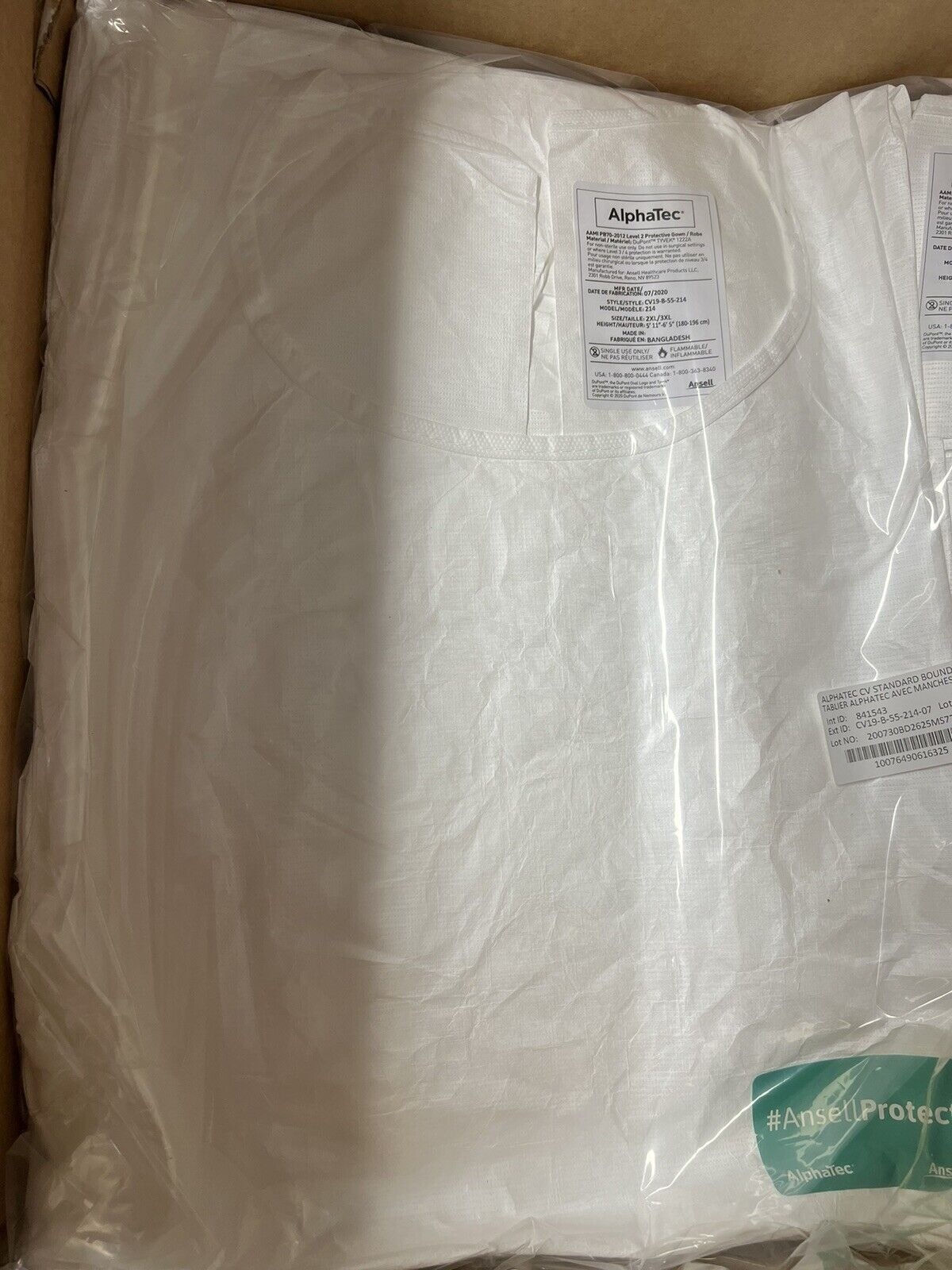 Ansell AlphaTec AAMI PB70-2012 Level 2 Protective Gown/Robe Medical 50 pcs/Box