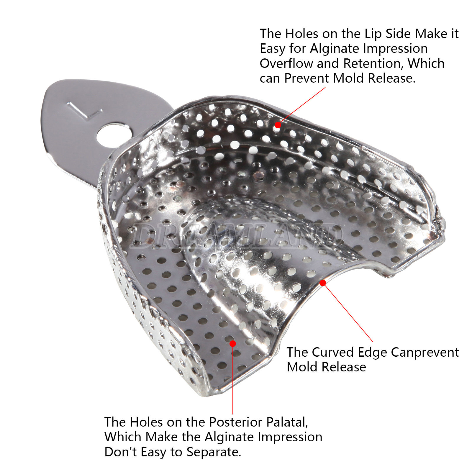 Dental Impression Trays Stainless Steel Perforated 6PC Upper+Lower S/M/L SKYSEA