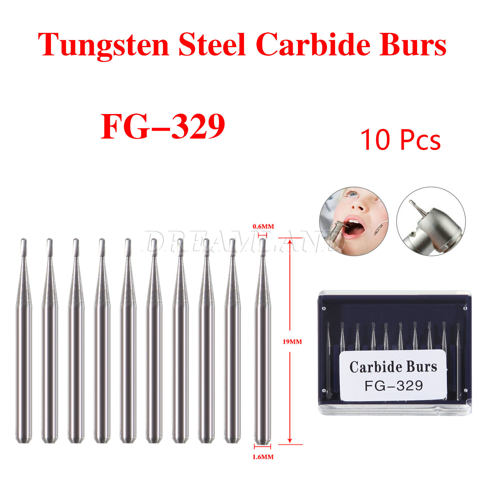Dental Carbide Burs FG 329 Pear For High Speed Handpiece Friction Grip