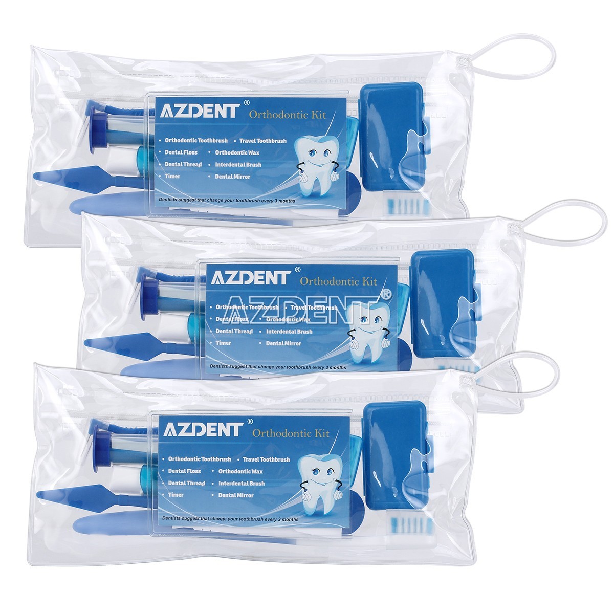 5 X Dental Orthodontic Brush Toothbrush Interdental Floss Oral Care Blue