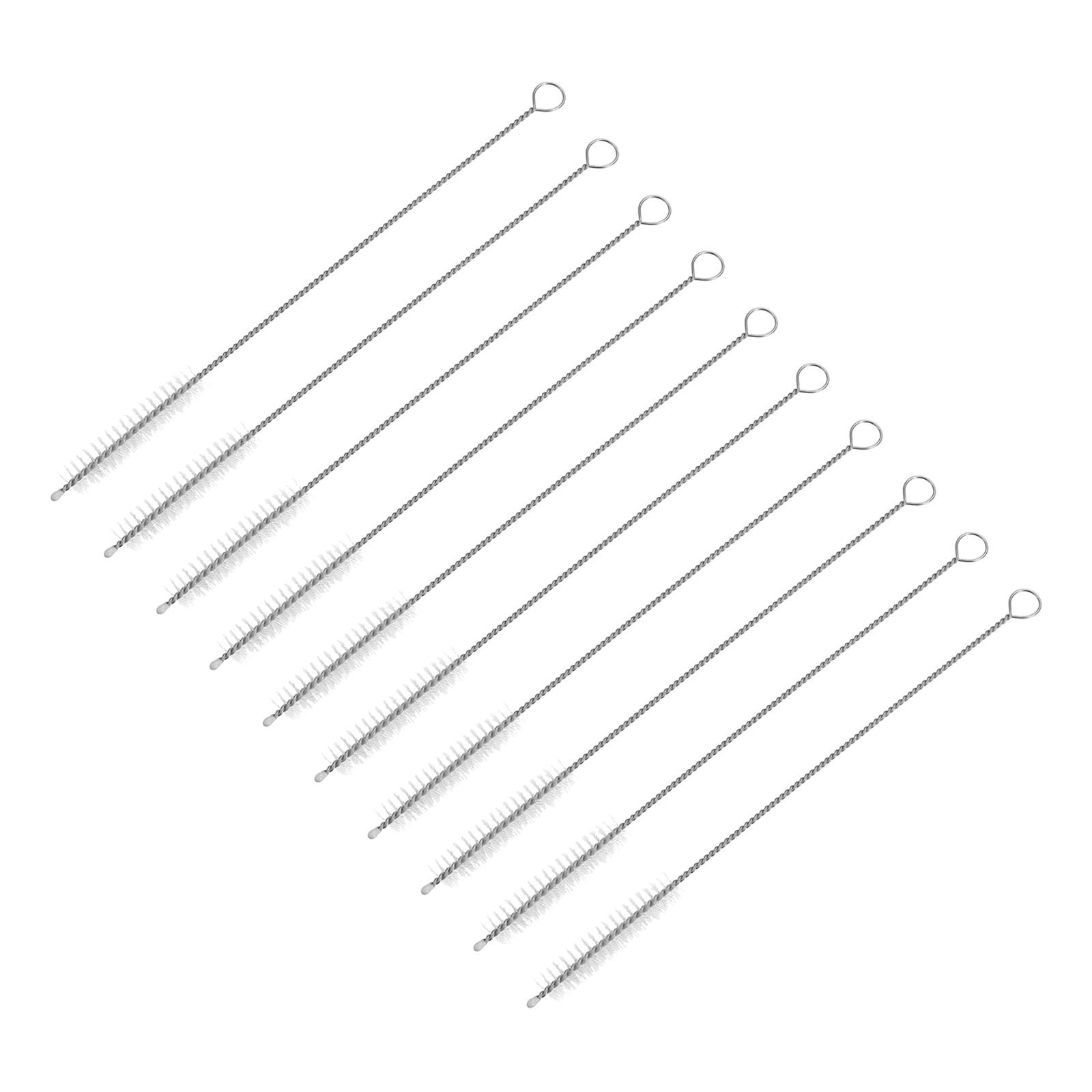 uxcell 10Pcs Straw Cleaner Brush, 8 Inch Nylon Tube Pipe Cleaners, Clear