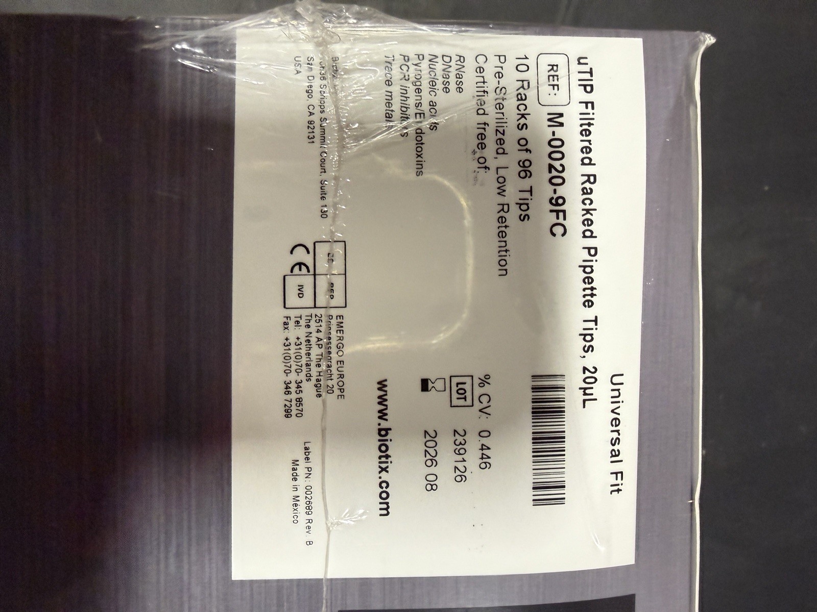 Biotix uTip filtered Racked pipette tips 200ųl 10 racks of 96 tips (960)