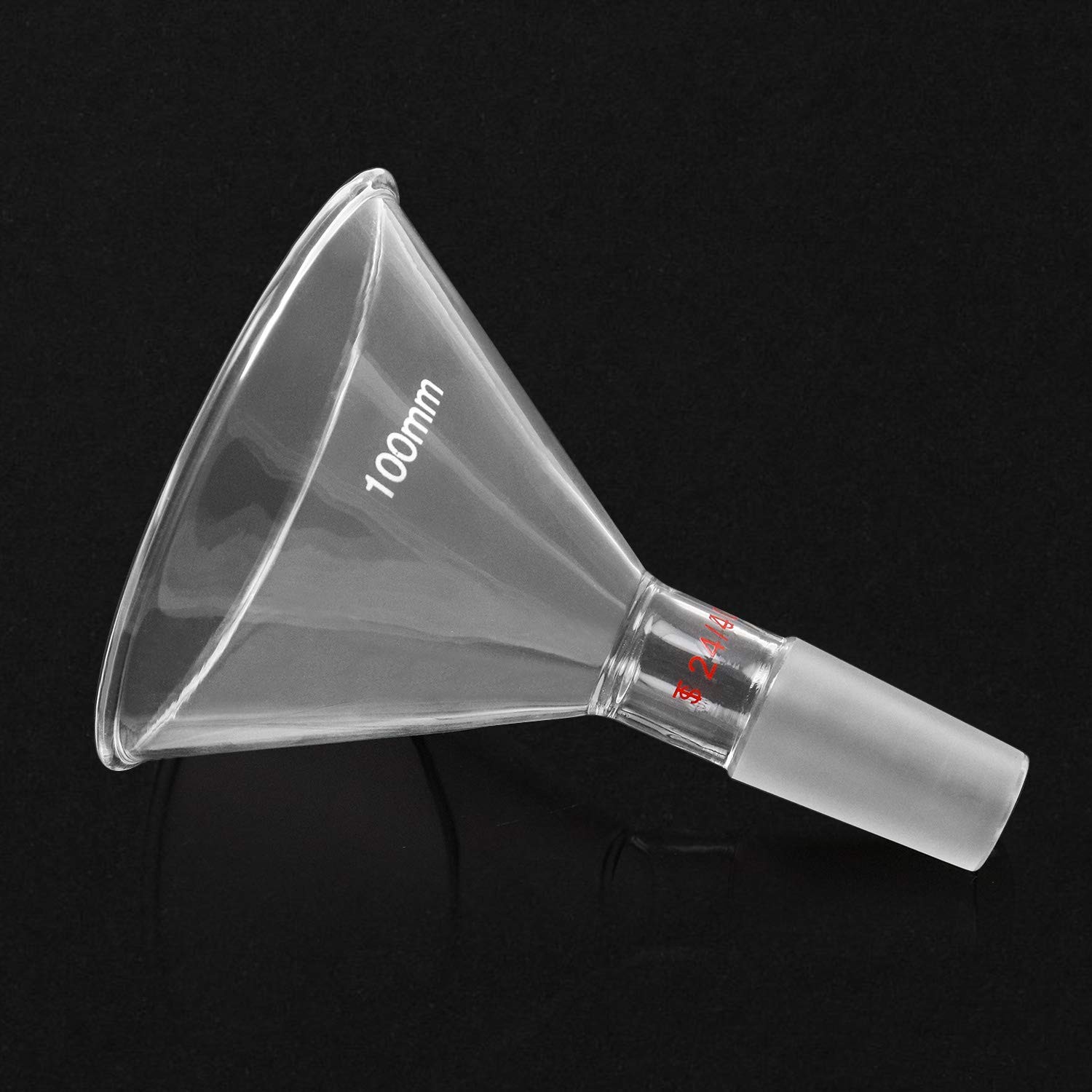 QWORK Glass Jointed Short Stem Powder Funnel Filter with Transparent