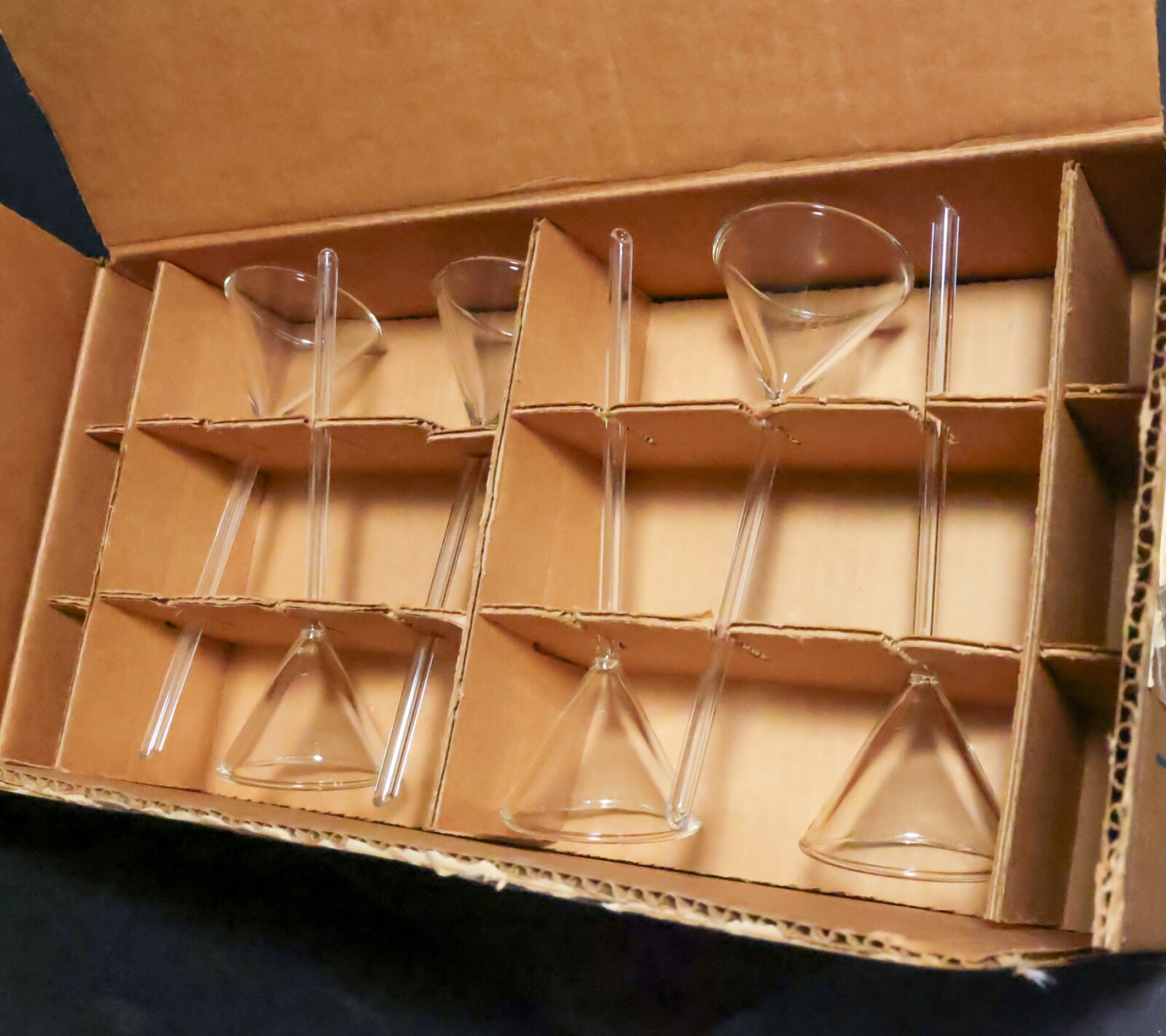 Pyrex Corning 6140 Glass Long-Stem Angle Filling Funnel 65mm 60° CASE OF 12
