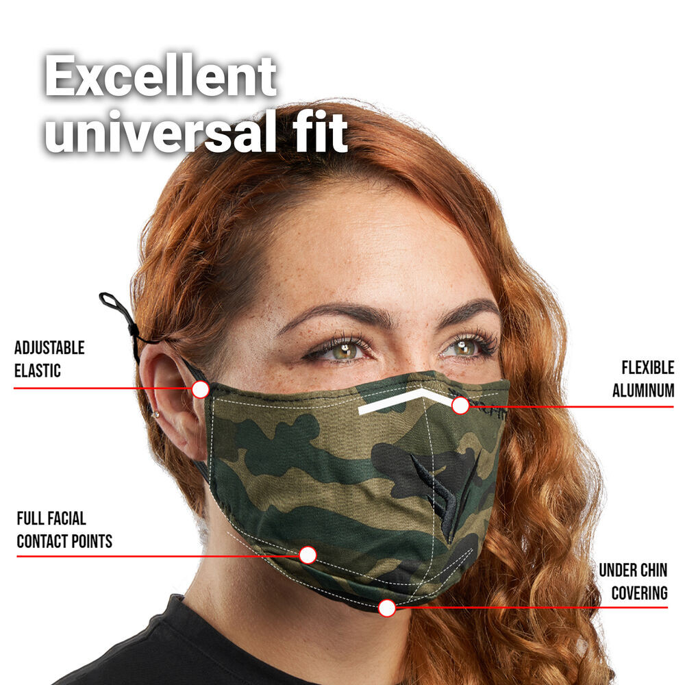 Victor Fitness VM25GC Gray Camo Face Masks (3-Pack) | Reusable, Washable