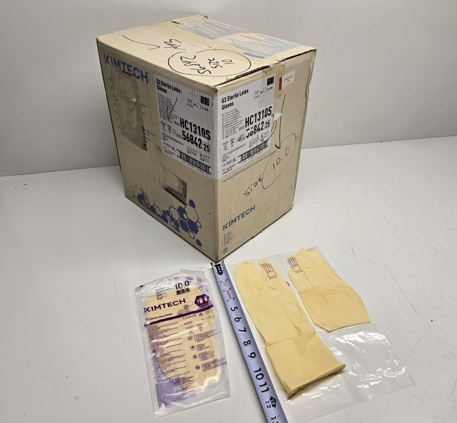 Kimtech 56842 G3 Sterile Latex Gloves Size 10 12″ long (box 200 pair) HC1310S