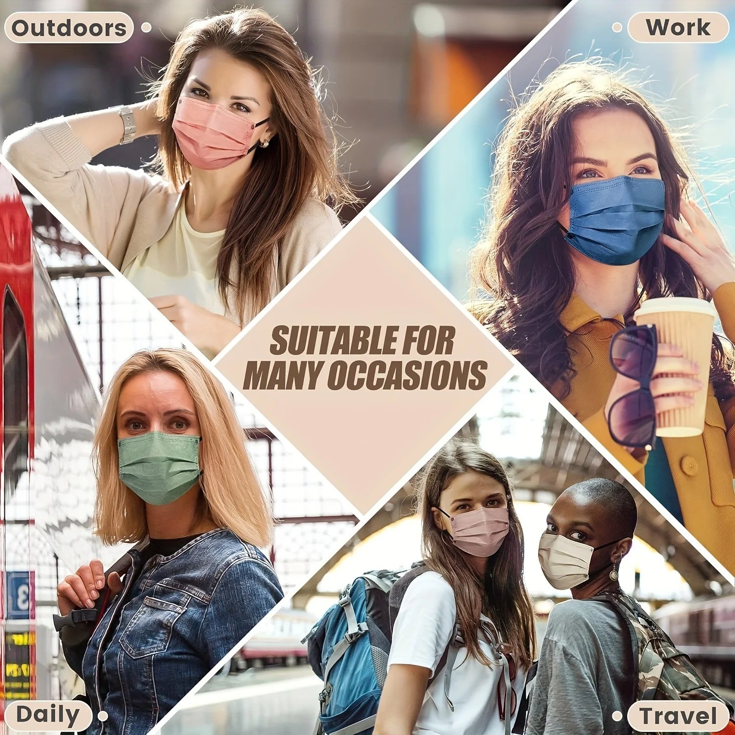 Thickened Tea Green 4-Layer Disposable Face Masks – 200/100/50/10 Pieces