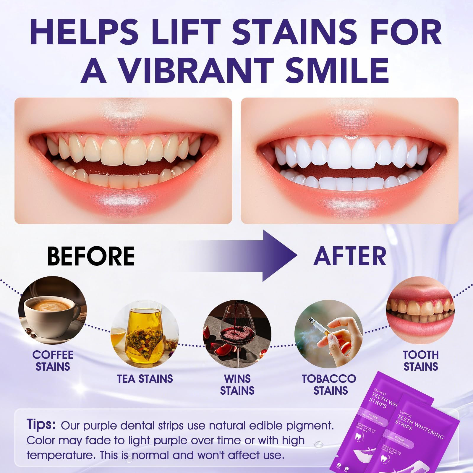 Purple Teeth Whitening Strips 20 Treatments 40 1 Count (Pack of 20),