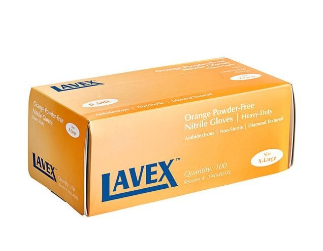 Lavex Pro Orange Heavy-Duty Nitrile Gloves — 8 Mil, Powder-Free Diamond-Textured