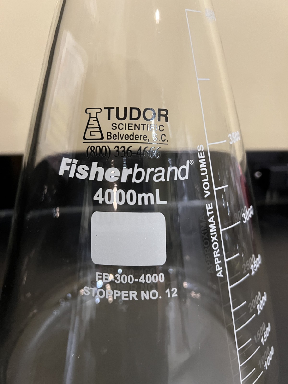 4000mL Capacity Clear Glass Filter Side-Arm Flask, Fisher Brand FB-300-4000