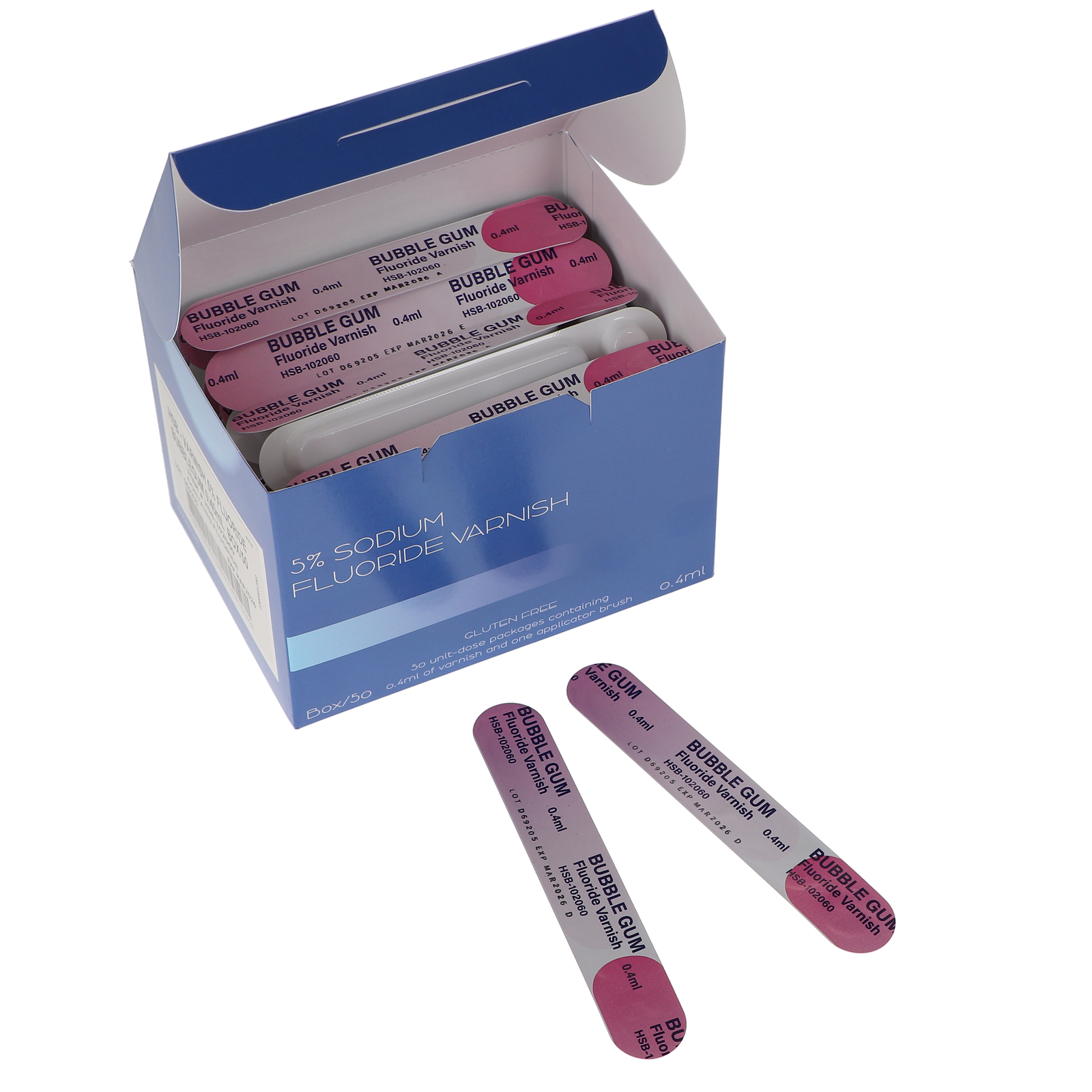 House Brand Dentistry 102060 Fluoride Dental Varnish Bubble Gum 50/Pk 0.40 mL