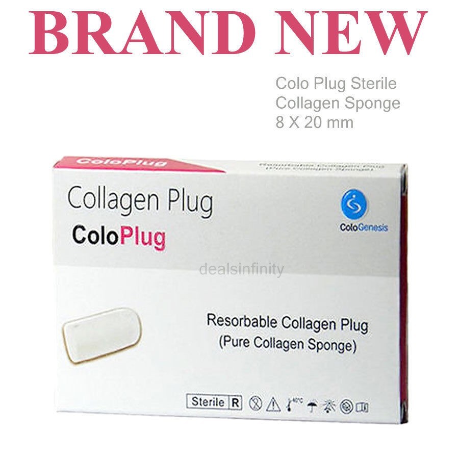 10 Pack of Cologenesis Colo Plug Sterile Collagen Sponge 8x20mm (Free Ship)